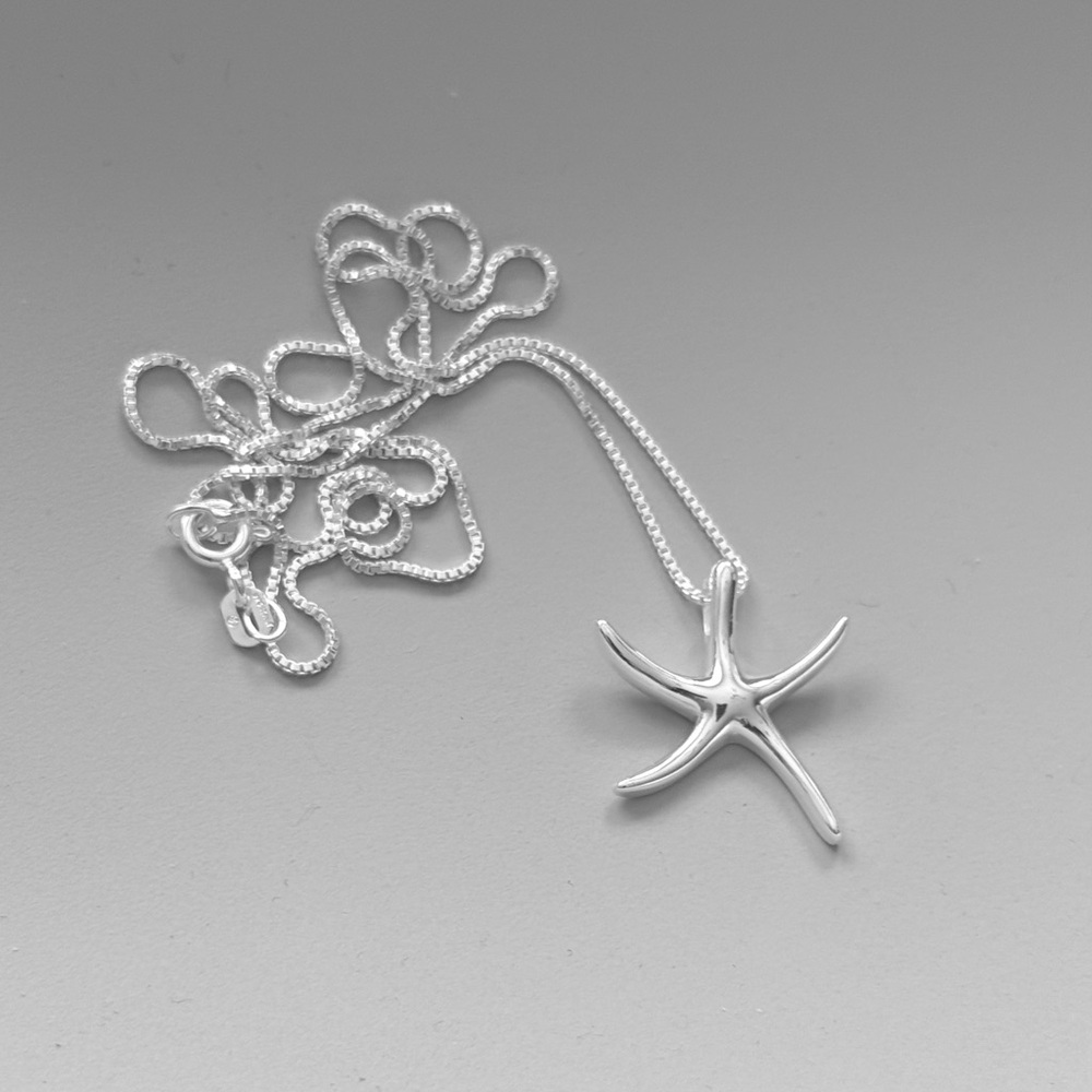 NWT 925 Sterling Silver Starfish Necklace! Hypoallergenic! NEW! - Picture 4 of 6